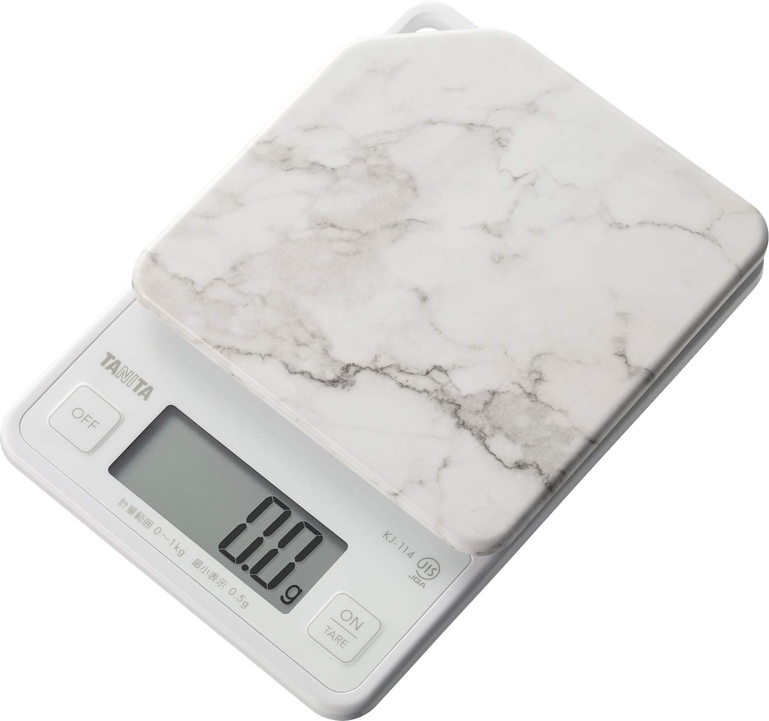 Tanita KJ-114 SWH Cooking Scale, Kitchen Scale, Cuisine, Digital, 2.2 lbs. (1 kg), Weighs in 0.02-oz. (0.5-g) Units, 1-Second Start-up, 1-Second Weighing, Stone White, Perfect Measurements Instantly