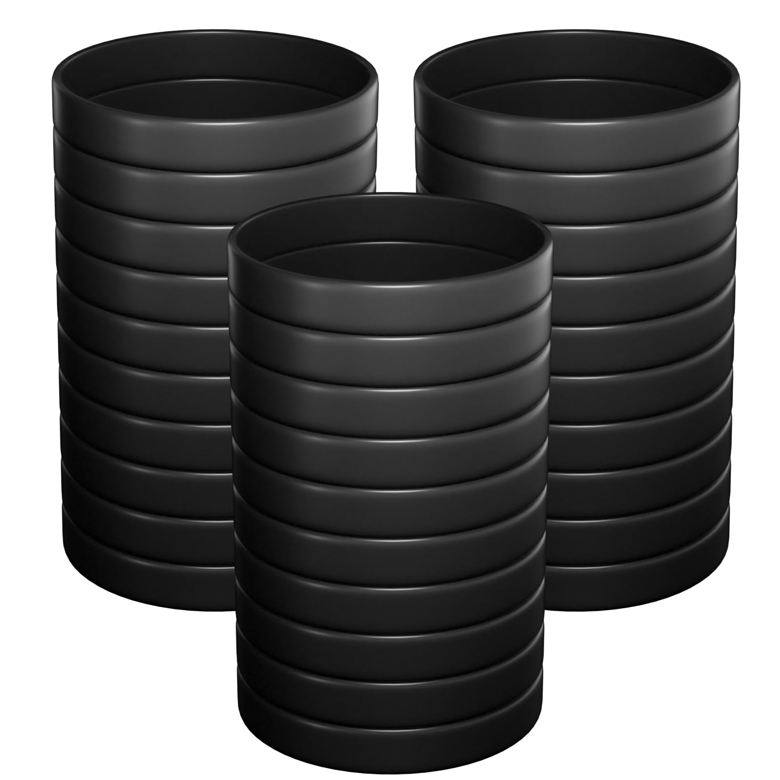 Morcheiong Blank Rubber Bracelets - 100pcs Black Silicone Wristbands for Men Women and Teens