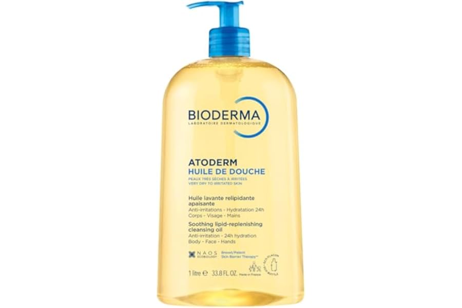 Bioderma Atoderm Shower Oil, Cleansing Oil For Face & Body, Nourishing Cleansing Oil For Dry to Atopic Sensitive Skin For Softer & Smooth Skin For Your Whole Family