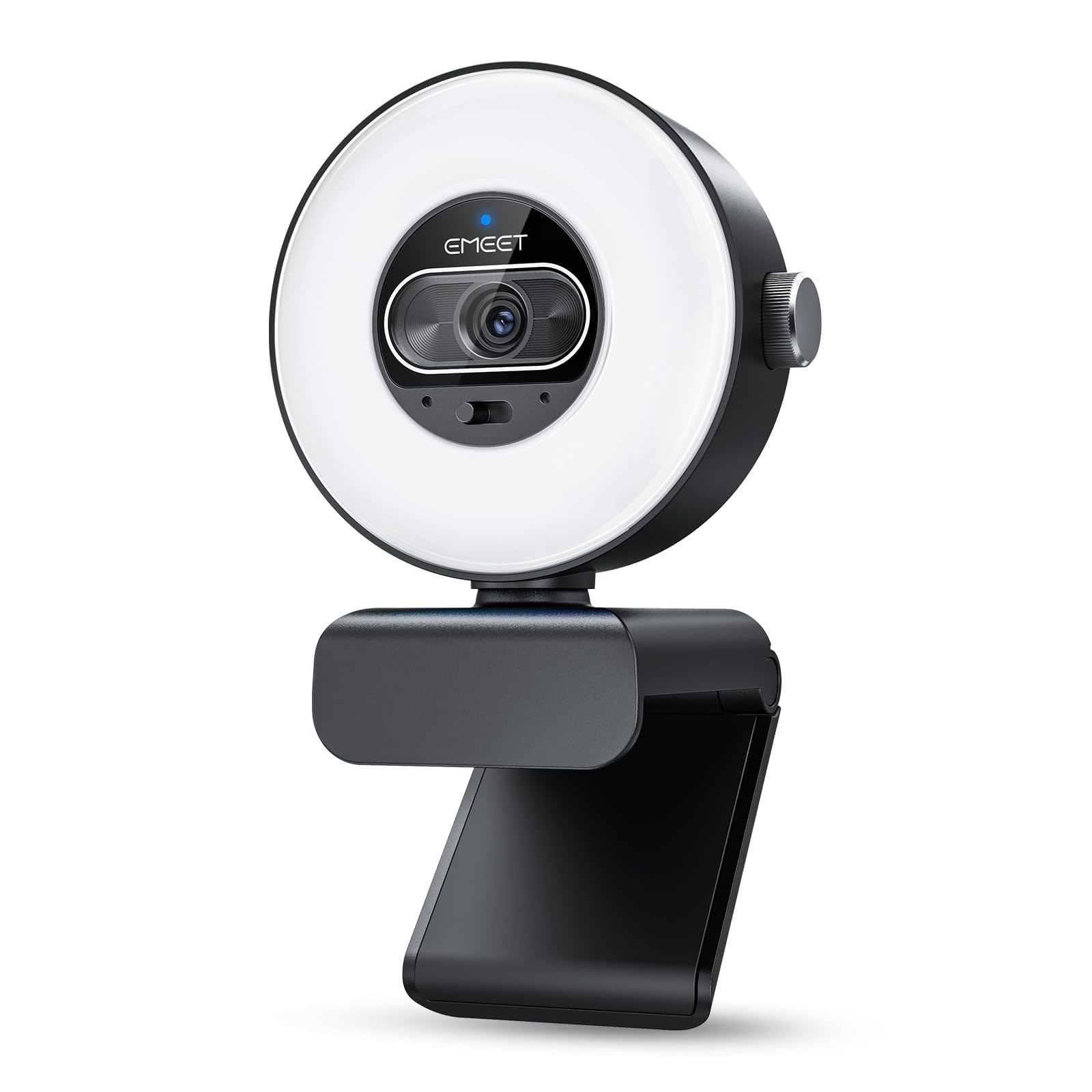 Photo 1 of EMEET S600L 4K Webcam for Streaming with Ring Light, 4 Lighting Modes, Rainbow Effect, 1/2" Sensor, AI Imaging, 0.2S PDAF, 2 Mics, Dial Control, 4K Webcam with Light for OBS/Twitch/YouTube/Zoom/PC/Mac