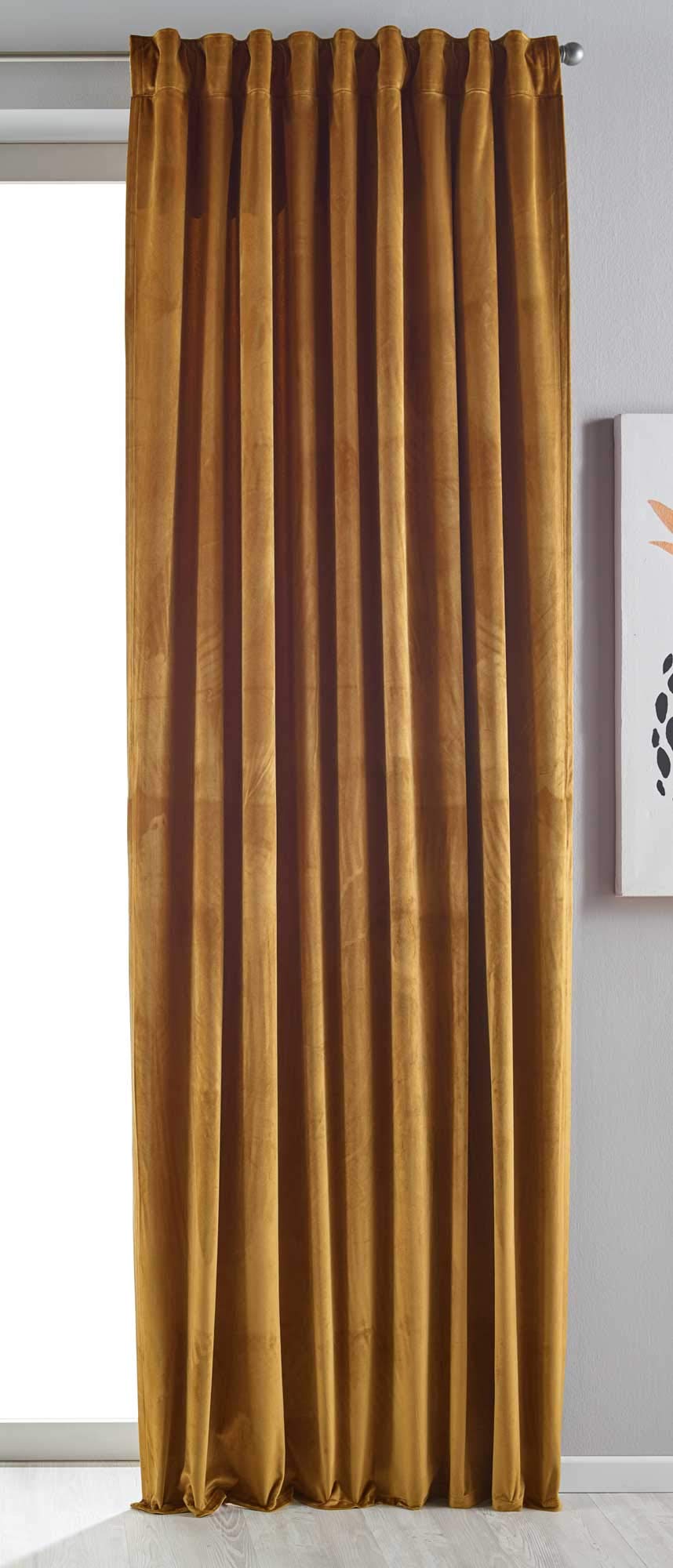 Gardinenbox Milano 20357 Blackout Curtain Velvet Opaque Tab-Top Tape Drawstring Blackout Can Be Shortened 1 Piece H x W 280 x 135 cm