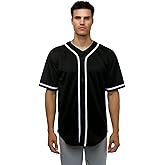 JC DISTRO Men's Baseball Short Sleeve Plain Button Down Team Jersey