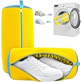 Shoe Washing Machine Bag for Sneakers, 360° Deep Clean Chenille Microfiber Laundry Bag with Hidden Zipper, Reusable Shoe Wash Protector for Running & Tennis Shoes (Yellow, 1 Pack)