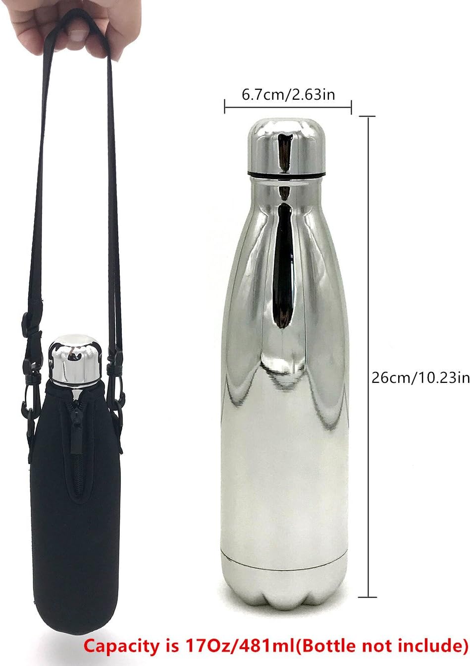 Wommty Neoprene 20Oz(480ml) Insulated Water Drink Bottle Cooler Bottle Carrier Bottle Sleeve Tote Bag with Carrying Strap for Climbing Cycling and Running Outdoor Activities (Style 3) - Image 3