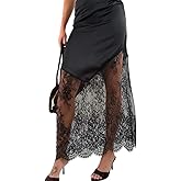 Women's Boho Lace Maxi Skirt Vintage High Waist Trendy Floral Patchwork Y2k Wrap Long Skirt Sexy Streetwear