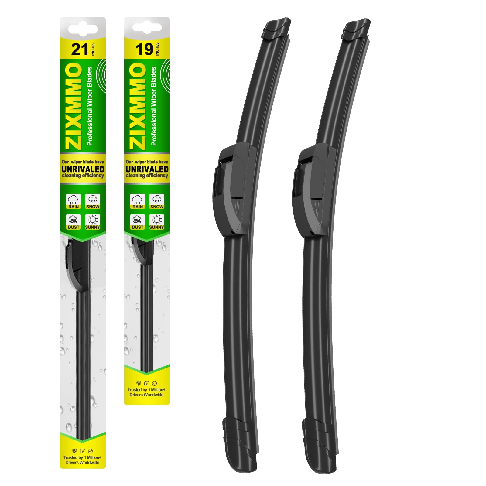 Photo 1 of ZIXMMO OEM Quality 21in + 19in Premium All-Season Windshield Wiper Blades for Original Equipment Replacement(Set of 2)