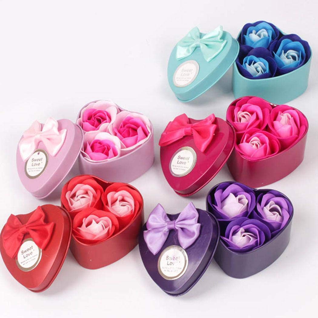 Acecoree Beautiful Heart Shape Soap Flower Gift Box Artificial Rose Flower Holiday Gift Soaps & Hand Wash