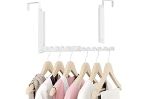 BAKON Over The Door Hooks, Small Space Double Folding Portable Over The Door Drying Rack for Laundry, Bathroom, Bedroom, Travel Storage and Drying (1Pack,White)