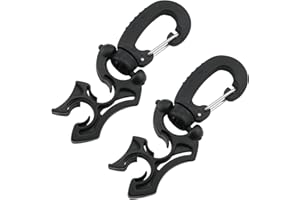 MTQY Scuba Hose Clip 2PCS Black Scuba Diving Hose Holder Clip Diving Double BCD Hose Clip with Snap Hook Buckle for Dive Snorkeling Accessories Diving Hose Holder Clip