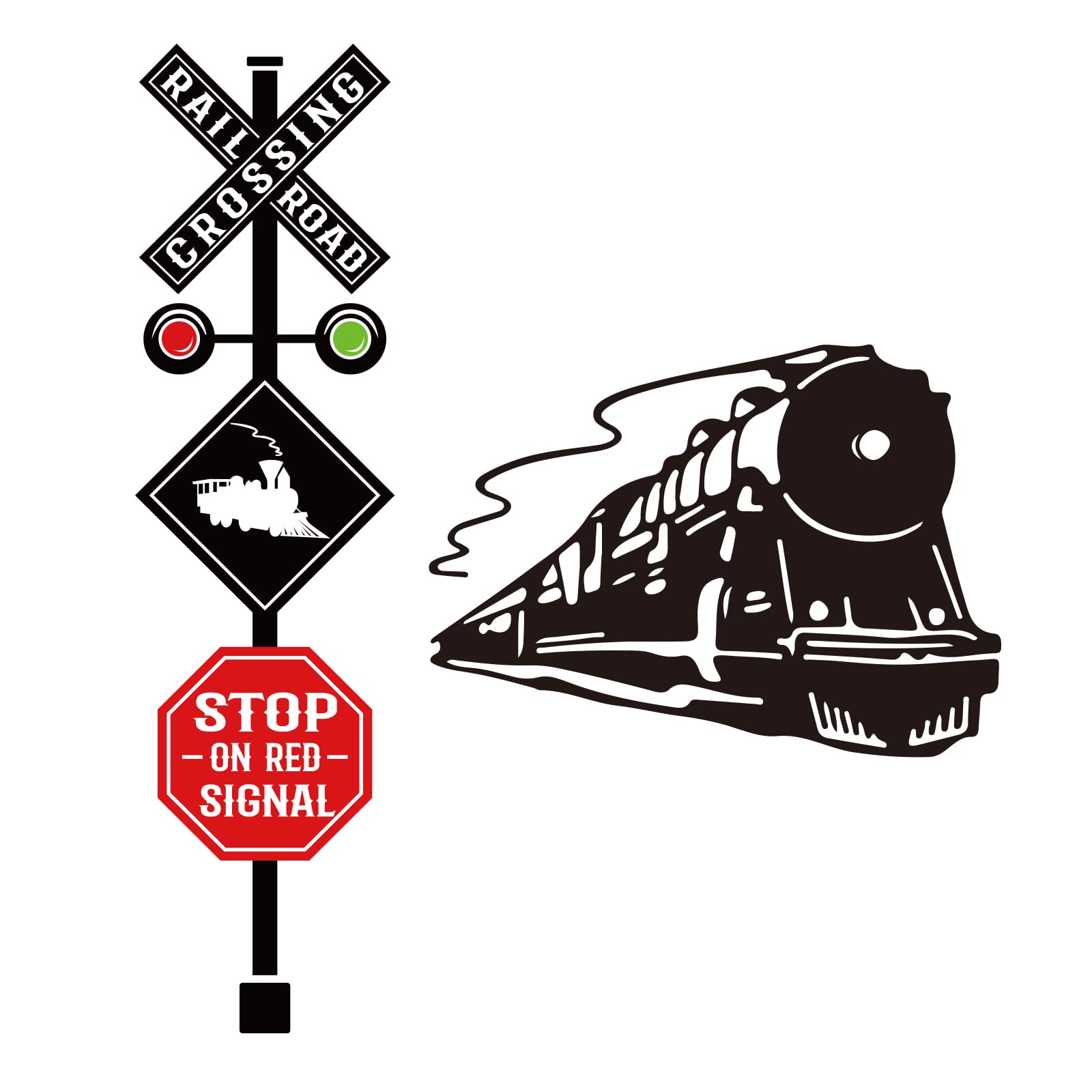 SUPERDANT Train Wall Stickers Railroad Crossing Sign Wall Decal Wall Art Stickers Nursery Wall Stickers for Boy's Bedroom Playroom Living Room Classroom Wall Decorations 39x71 cm