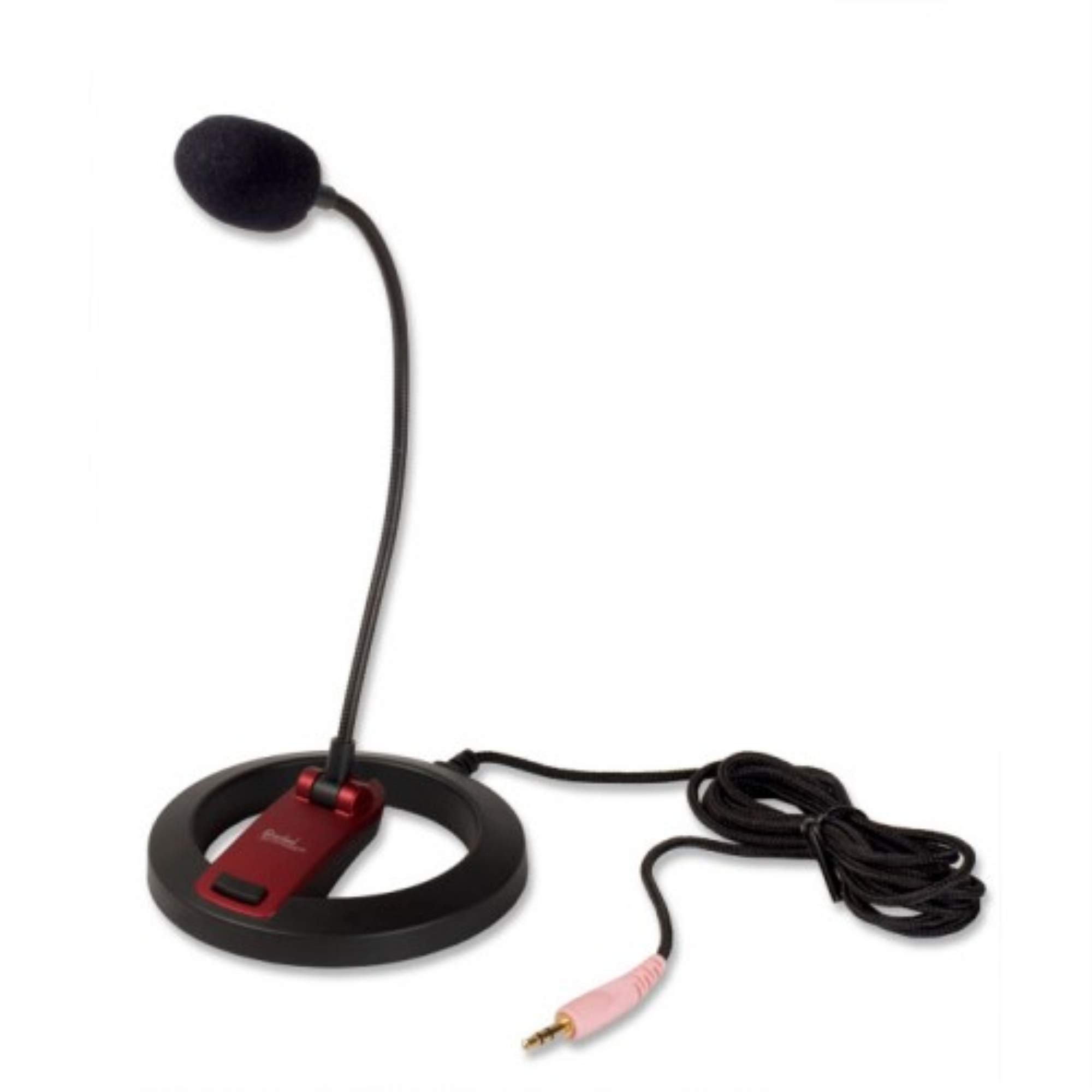 PC Goose Neck Microphone, Computer Microphone With Mute Switch and Stand, Plug And Play 3.5mm Microphone For Desktop/Laptop/iPad/Tablet