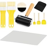 Crtiin 12 Pcs Essential Decoupage Tool Set, Include 5 Decoupage Brushes, 3 Foam Brush, 1 Rubber Roller, 1 Semi Circular Brush, Scraper, Silicone Table Mat, for DIY Arts and Crafts Projects