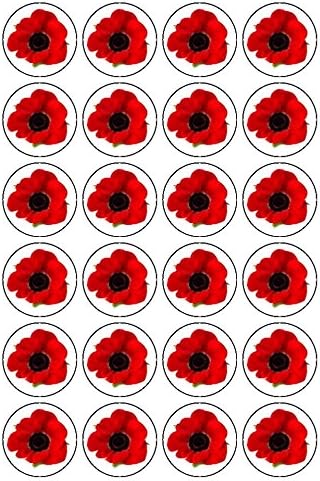 30x Poppy 1.5" (3.8cm) PRE-Cut Premium Rice Paper Edible Cake Toppers