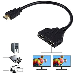 HDMI Splitter Adapter Cable HDMI Male 1080P to Dual HDMI Female 1 to 2 Way HDMI Splitter Adapter Cable for HDTV HD, LED, LCD, TV, Support Two TVs at The Same Time