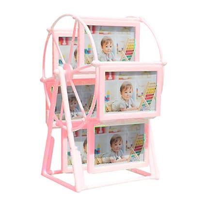 Gifts Byte 6 Frames Rotating Wheel Double Sided Photo Frame with 12 Pictures - Pink