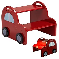 HAHASOLE Wooden Toddler Step Stool for Kids, 2-Step
