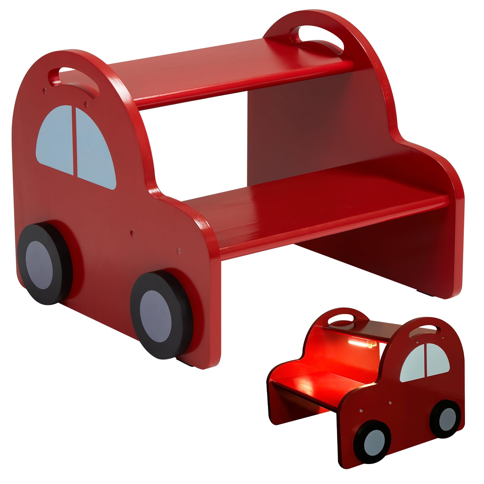 HAHASOLE Wooden Toddler Step Stool for Kids, 2-Step
