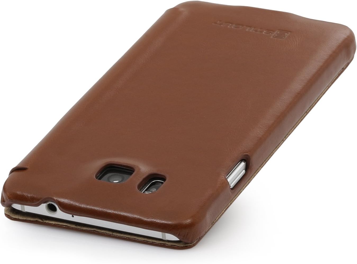 StilGut® Book Type, Leather Case for Samsung Galaxy Alpha Cognac Brown without Clip - Image 5