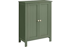 VASAGLE Floor Storage Cabinet, Freestanding Storage Unit with 2 Adjustable Shelves, for Bathroom Living Room Dining Kitchen, 11.8 x 23.6 x 31.5 Inches, Forest Green UBCB060C01