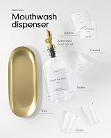 Moryimi 16oz Glass Mouthwash Dispenser Decanter w/ Cups Gold Tray Funnel view 6