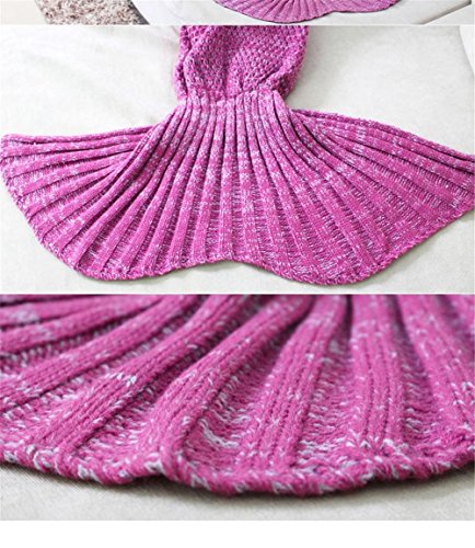Mermaid Tail Blanket for Adults / Teens by AIQI - Feet Go in Fins - All Season Knitted Soft Cozy Sofa Bed Sleeping Bag, Ideal for a Gift (70.8 34.5 inch) (Pink)