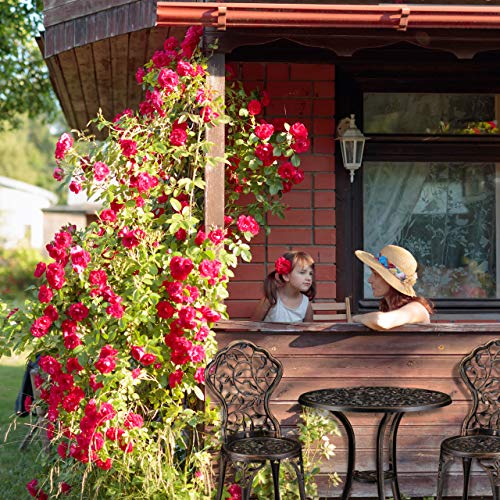 Relaxdays Balkonmöbel Set, 3-teilig, Balkontisch mit 2 Stühlen, verziert, Aluminium, Bistrotisch HxD: 65x60 cm, Bronze – Bild 7