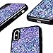 Caka iPhone X Case, iPhone Xs Glitter Case Bling Sparkle Luxury Fashion Flowing Floating Liquid Quicksand Waterfall Glitter Girly Girls Women Cute TPU Black Case for iPhone 10 X XS (Blue Purple)