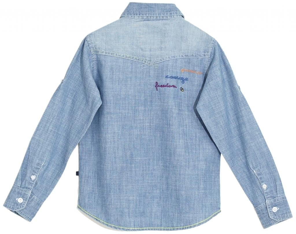 branded style double pocket solid denim