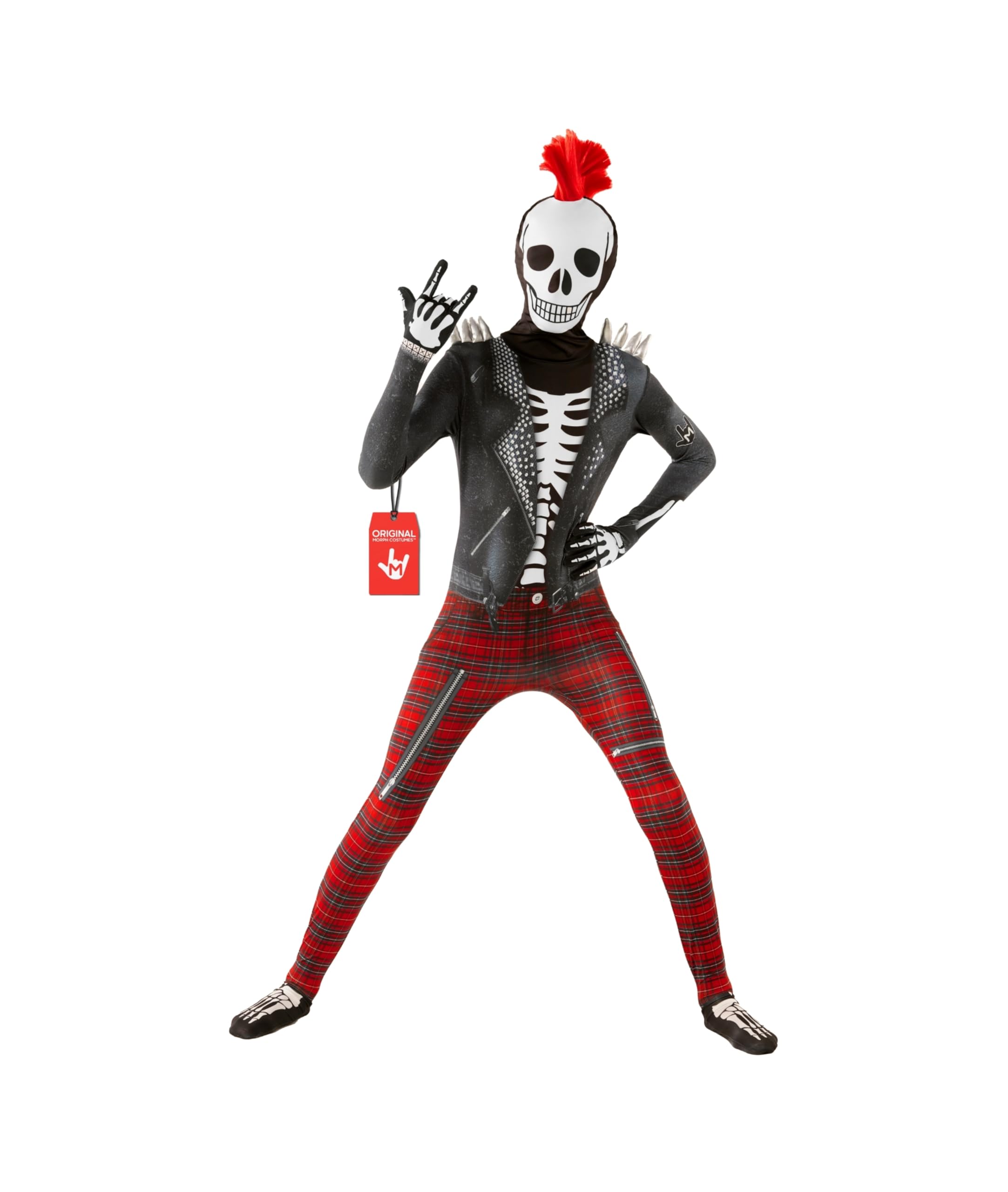 Morphsuits Kids Punk Skeleton Costume - Halloween Skeleton Outfit for Boys - Fun Dress-Up for Parties and Events, Large