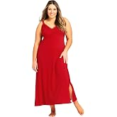 Avenue Women's Plus Size Lace Trim Maxi Sleep Dress.