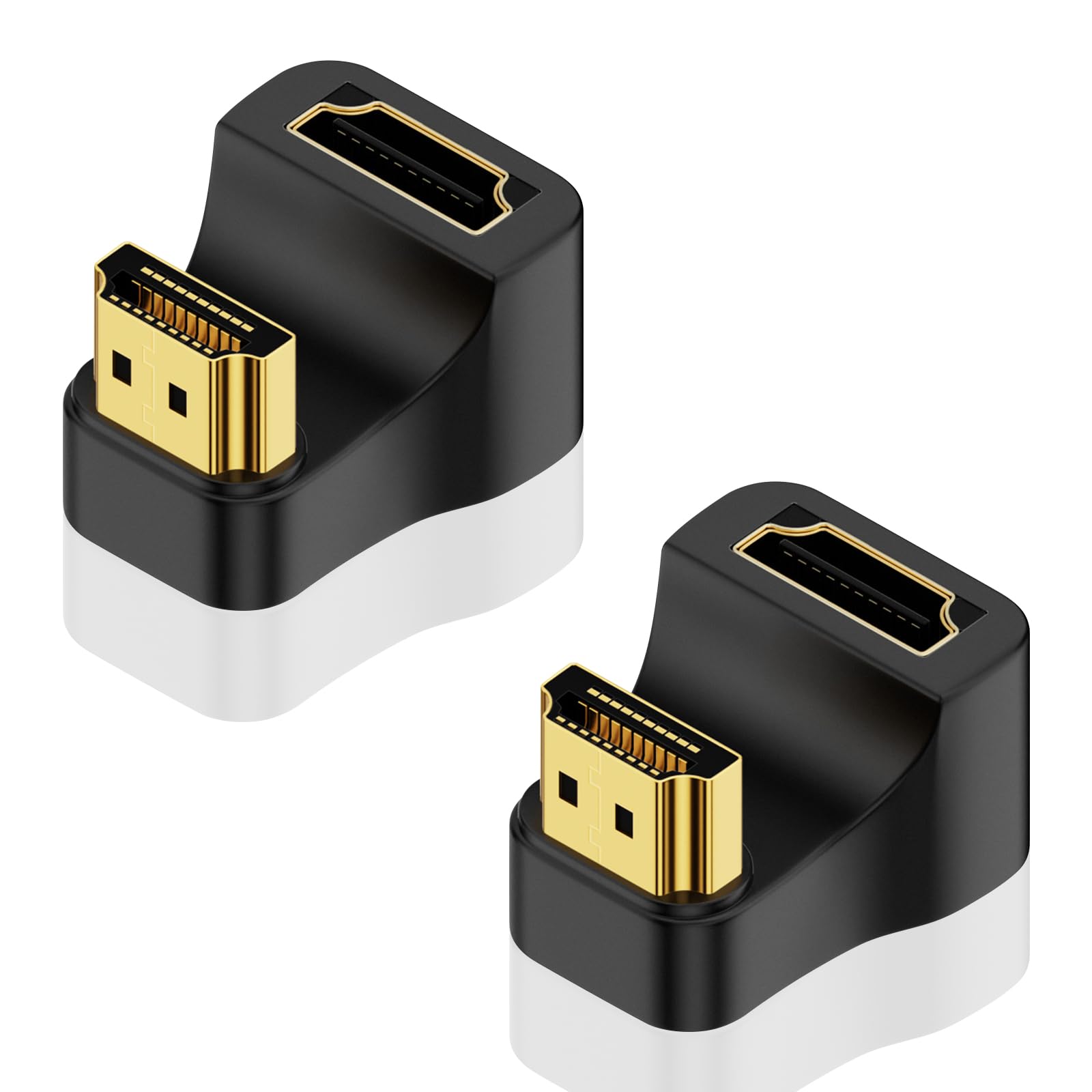 Maxhood 8K 180 Degree HDMI Adapter, 48Gbps Down Angle U Shaped HDMI Male to Female Extension Adapter with LED Indicator Support 8K@60Hz, 4K@120Hz for HDTV, PS5, Laptop, 2-Pack