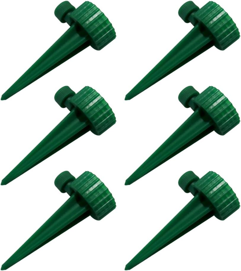 Evelots Set Of 6 Watering Spikes With Control Valve, Plant Supplies