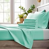 Bamboo Bay 6 Piece King Size Sheet Set, 100% Viscose Made from Bamboo, Breathable, Ultra Soft Cooling Bed Sheets for Hot Sleepers, Beddings with Deep Pockets Fit 16" Mattress, Ocean Wave