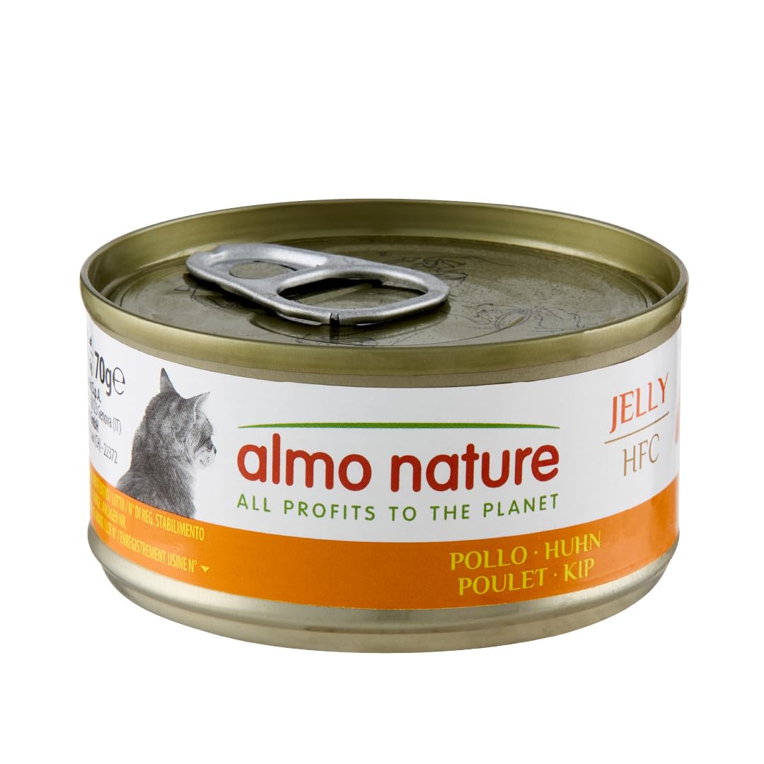Almo Nature HFC Jelly - Wet Cat Food for Adult Cats - Chicken - Human Grade, Gluten Free, Monoprotein - 70g, Pack of 24