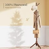 Pipishell Sturdy Wooden Coat Tree with 8 Hooks, 3 Height Settings, Brown view 4