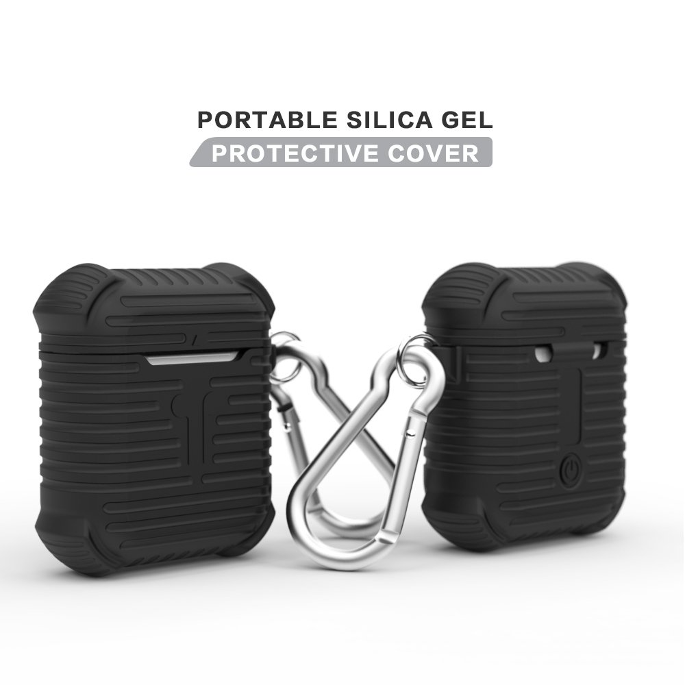 AirPods Case, AirPods Silicone Cover and Skin-Soft Silicone Case Shock Proof Dust/Dirt Proof case for Apple AirPods Charging Case MeanLove (Black)