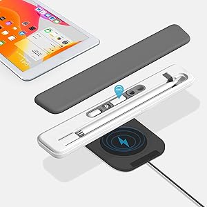 Leakind Apple Pencil Wireless Charging Case, Apple Pencil Case and Stand for Apple/iPad Pencil 1st Generation, Apple Pencil Charger Adapter(Gray)