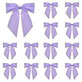MECCANIXITY 30 Pcs Pre-Tied Bows Satin Ribbon Bows 4.5" Twist Ties Gift Bows for Craft DIY Candy Bags Christmas Wedding Decor Party Treat Bags Light Purple