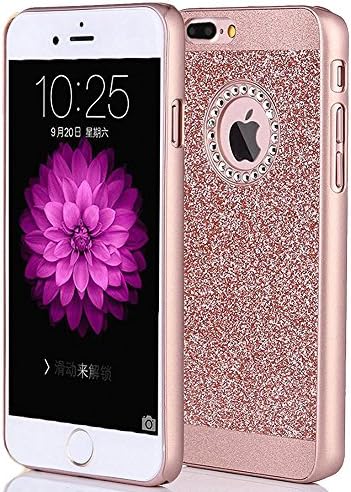 IPhone 7 Case, OLVOO Luxury Hybrid PC Hard Shiny Bling Glitter Sparkle with Crystal Rhinestone Cover Case for iPhone 7-Rose Gold