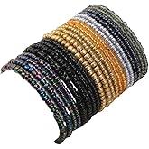 Yecomsy 20Pcs Colorful Boho Beaded Bracelets Stackable Bohemia Bead Stretch Bracelet Elastic Ankle Bracelets