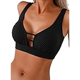 Herseas Push Up Bikini Top Women Textured Sexy Swim Suit Tops Scoop Neck Swimsuit Top Fashion Bathing Suit Tops
