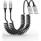 Adiceve USB A to USB C Cable Coiled 3FT, 2 Pack USB to USBC Carplay Cable | USB A to Type C Charger Cord Compatible with iPhone 17/16/15, Samsung Galaxy S25 S24 S23, Pixel 10 9