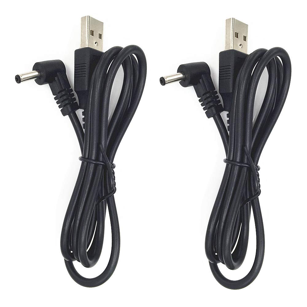 DZYDZR 2 pieces 5V USB to DC 5V power cable - USB A 1.35mm/3.5mm L-type jack adapter cable 1m/3ft black