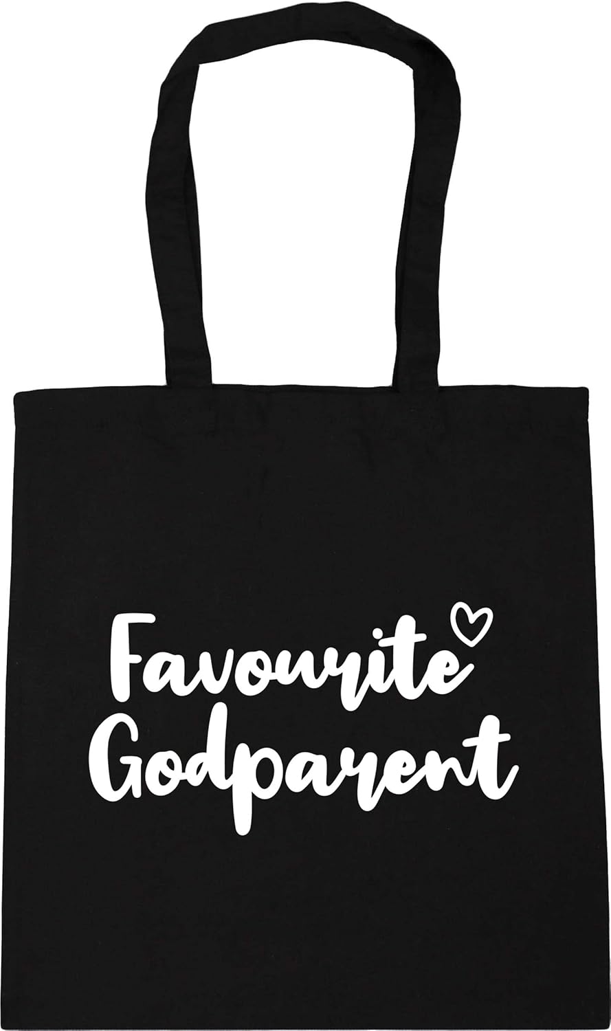 Hippowarehouse Favourite Godparent Tote Shopping Gym Beach Bag 42cm x38cm, 10 litres, Black