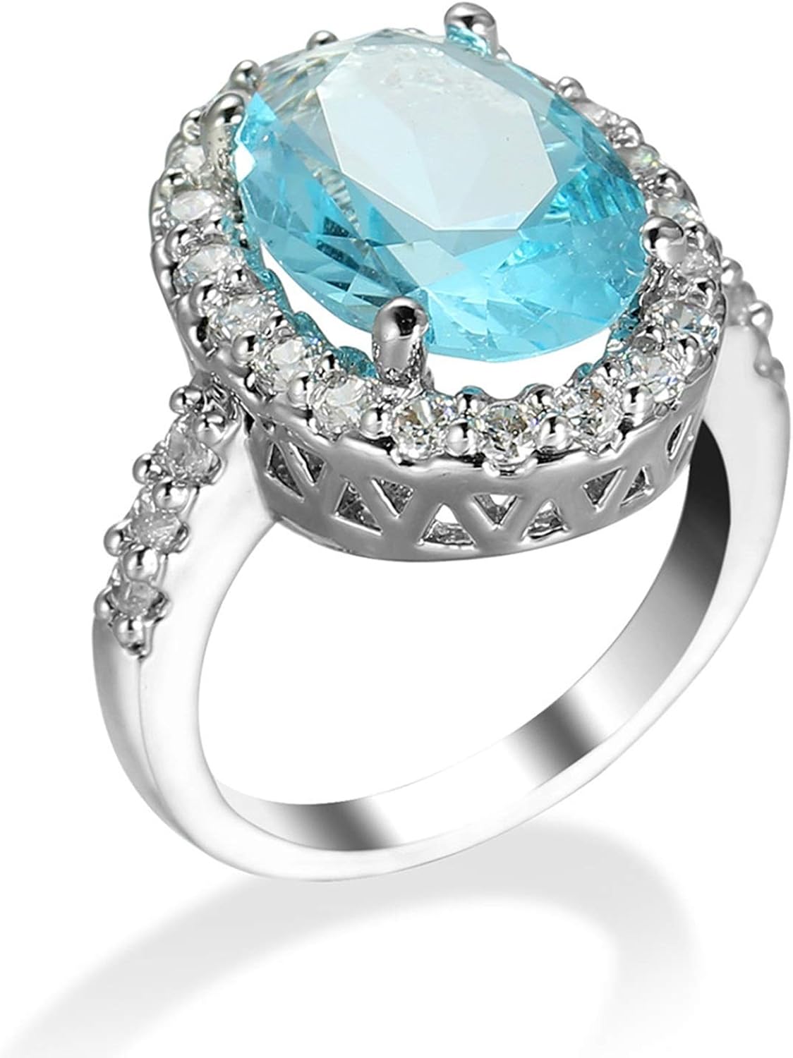 Bague En Plaqué Or Anneau Fin Avec Oxyde Blanc Au Centre Et Décoration