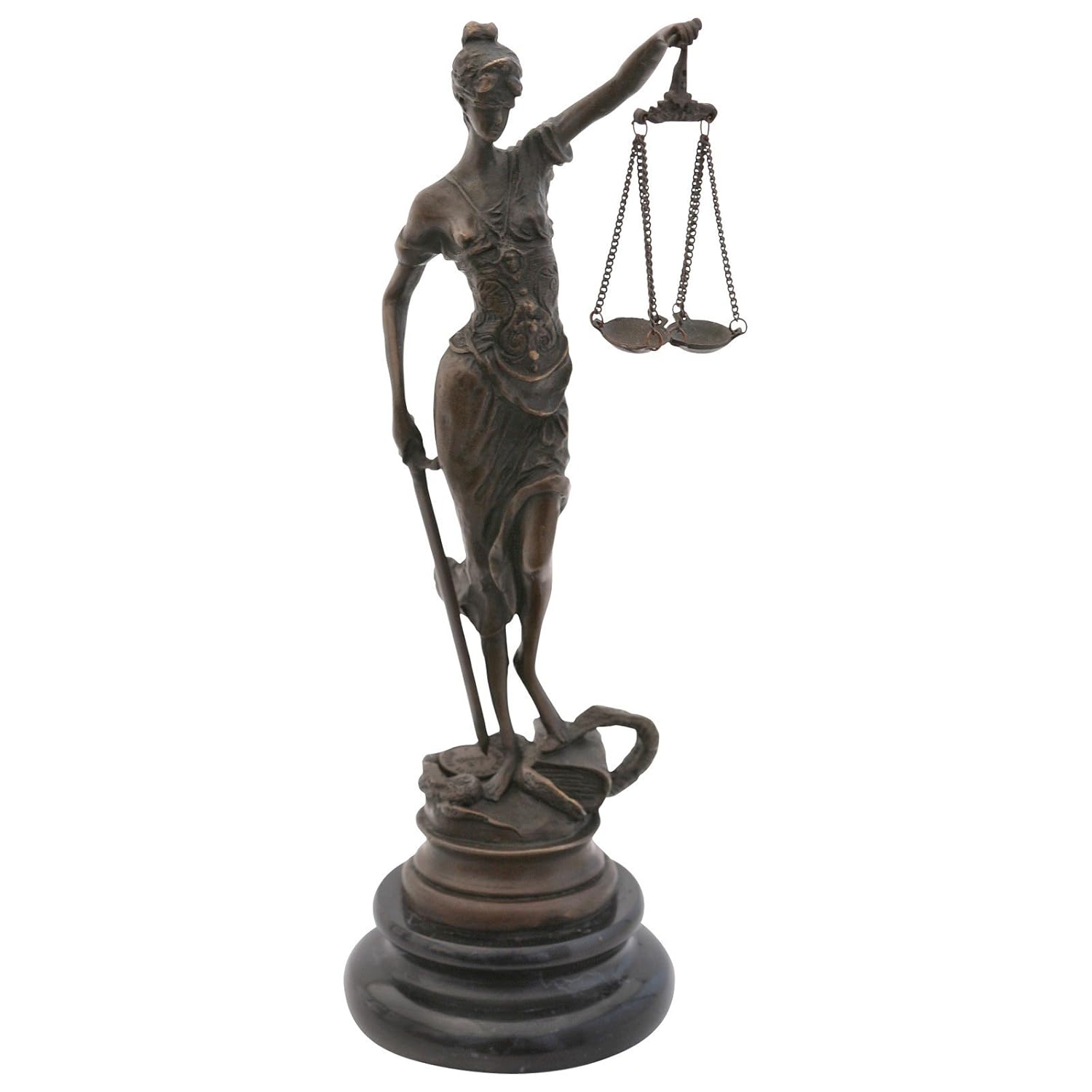 Justitia Statue Aus Harz – Griechische Gerechtigkeitsgöttin Mit Goldakzenten, Bronziert, Für Deko & Sammler