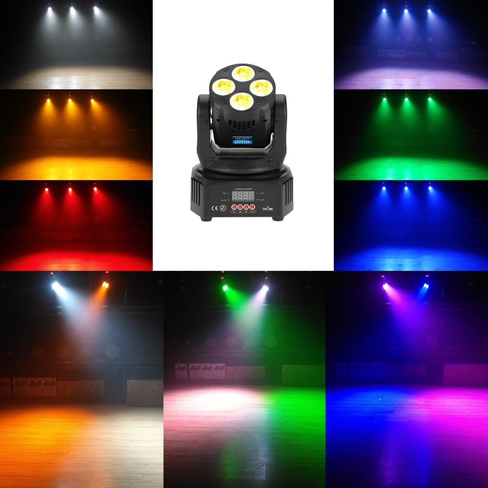 Tomshine 60W Stage Light LED Moving Head Lights 4 LED DMX512 RGBW 16/18 Channel Autorun Sound Activated DJ Light for Bar Party Event