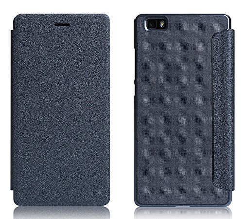 Huawei P8 lite phone case, KuGi Â® JinSha style High quality ultra-thin PU Leather Case for Huawei P8 lite smartphone. (Black)