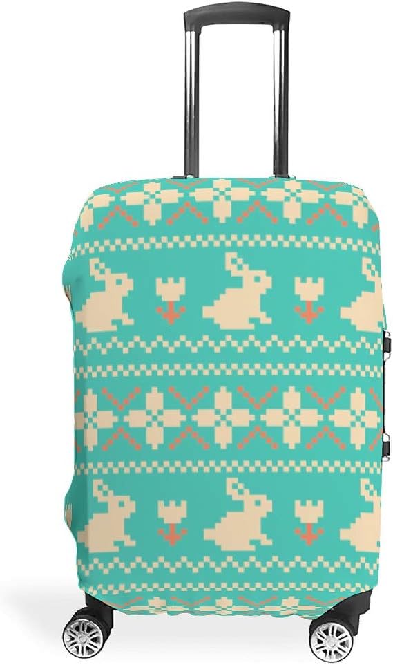Geometry Easter Bunny Luggage Covers Scratch Resistant Suitcase Bag Baggage Covers for Trolley Suitcase Protective white s (19-21 inch)