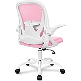 Primy Office Chair Ergonomic Desk Chair with Adjustable Lumbar Support and Height, Swivel Breathable Desk Mesh Computer Chair with Flip up Armrests for Conference Room (Pink)